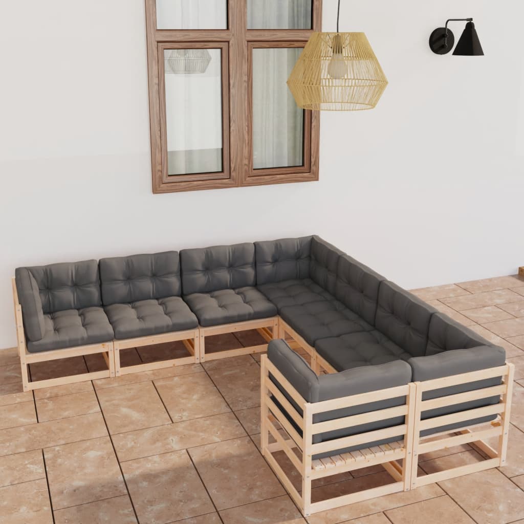 8-tlg. Garten-Lounge-Set mit Kissen Kiefer Massivholz